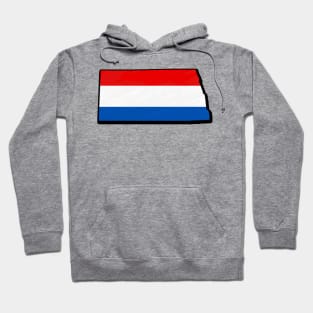 Red, White, and Blue North Dakota Outline Hoodie